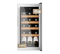 Evvo vinoteca para 15 botellas vt15 inox, compresor de alto rendimiento, 5-18ºc regulable, silenciosa 41 db, panel táctil, luz led interior