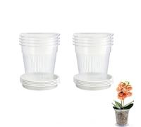 EVWGNPQRV Macetas de plástico Transparente, Macetas De Plástico Transparente for Orquídeas con Orificios Drenaje Y Bandejas, Paquete 8, Blanco, 14-16 Cm(14cm)