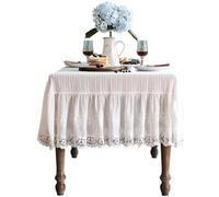 EVWGNPQRV Mantel con Volantes de Encaje, Mantel de Encaje Calado Estilo francés algodón Blanco Lino Varios tamaños(51.1x74.8in)