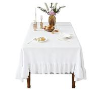 EVWGNPQRV Mantel con Volantes de Encaje, Tamaños múltiples Multicolores Lavables del Mantel Volante for la decoración acontecimiento(White,178X132CM)