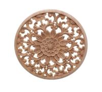 EVWGNPQRV Tallas Florales para Muebles, Calcomanías de Flores talladas en Madera for Muebles, gabinete, Redondo, sin Pintar, 10-40cm(20cm)