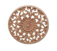 EVWGNPQRV Tallas Florales para Muebles, Calcomanías de Flores talladas en Madera for Muebles, gabinete, Redondo, sin Pintar, 10-40cm(40cm)