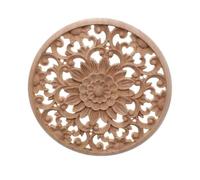 EVWGNPQRV Tallas Florales para Muebles, Calcomanías de Flores talladas en Madera for Muebles, gabinete, Redondo, sin Pintar, 10-40cm(12cm)