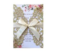 EVWGNPQRV Tarjetas de invitación de boda, Tarjetas de invitación boda personalizadas papel nacarado multicolor 25/50/100 piezas(Gold,25pcs)