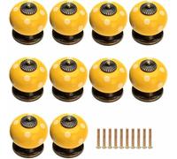 EVWGNPQRV Tiradores vintage para cajones, Tirador de cerámica for gabinete, 10 Uds., con un solo orificio, multicolor(Yellow)