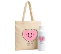 Evyre Pack de Regalo para Profesores y Maestras Tote Bag y Neceser de Algodón Orgánico Personalizado con Nombre Regalos Originales Fin de Curso Primaria e Infantil (Corazon)