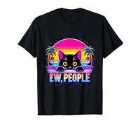 EW Cat Misántropo Introvertido Synthwave 80s Camiseta