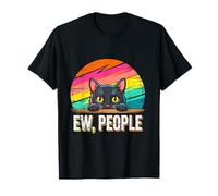 EW, Gente Gato Retro Atardecer Introvertido Sarcástico Felino Camiseta