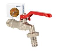 ew-haustechnik - Grifo de Salida para Manguera (latón niquelado, 12,7 mm), Manilla Color Rojo