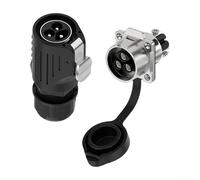 EW-LP28 Conector de aviación de 3 núcleos 50 A bloqueo de brida, aleación de cobre chapada en plata, impermeable, eléctrico para carga de batería de alta corriente en aplicaciones automotrices e