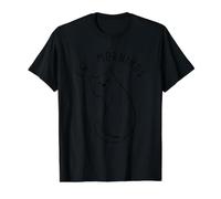 EW Morning White Cat Sitting with Sad Face Not a Morning Cat Camiseta gráfica económica, Hombre, Negro, L