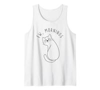 EW Morning White Cat Sitting with Sad Face Not a Morning Cat Camiseta sin Mangas