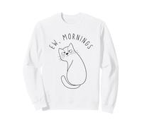 EW Morning White Cat Sitting with Sad Face Not a Morning Cat Sudadera