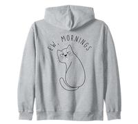 EW Morning White Cat Sitting with Sad Face Not a Morning Cat Sudadera con Capucha