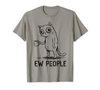 EW People Funny Cat Coffee Humor sarcástico Anti Social Retro Camiseta