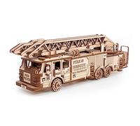 EWA Eco-Wood-Art-Fire Truck Mecánico 3D-Puzzle del camión de Bomberos para el Auto-Montaje Madera-Rompecabezas para Adultos y Adolescentes pegamento-439 Piezas, Color Naturaleza