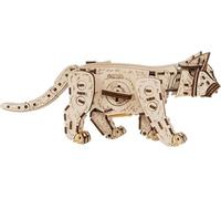 EWA Eco-Wood-Art Kitten Mechanischer Holzbausatz eines Kätzchens mit Federmotor, erhältlich in 3 Farbvarianten: Naturholz, Schwarz, Ingwer