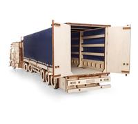 EWA Eco-Wood-Art- Rompecabezas mecánico 3D Altamente detallado y Realista semirremolque características de Remolque Real, Color Naturaleza, Azul Marino (Trailer FOR Road King)