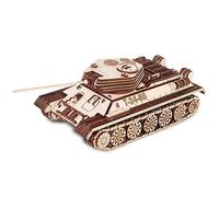 EWA Eco-Wood-Art Tanque T-34-85-Rompecabezas mecánico 3D de madera,Montaje sin pegamento-965 piezas, color naturaleza (Tank T-34-85)