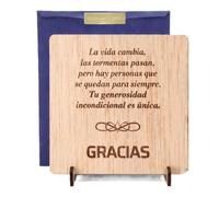 EWALAMI Tarjeta de Agradecimiento en Madera Natural Gracias | Regalo Original y Emotivo | Grabado Láser de Calidad | Incluye Soporte | Ideal para Amigos, Familia, Compañeros (CUADRADA LASER)