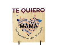EWALAMI Tarjeta de Madera para Madres - Regalo Emotivo con Mensaje Grabado - Detalle Decorativo para Día de la Madre, Cumpleaños y Ocasiones Especiales (CUADRADA)