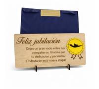 EWALAMI Tarjeta de Madera para Regalo Jubilacion | Detalle Original, Despedida, Jubilados| Tarjeta de Felicitación Personalizable con Firmas de Compañeros | Hecho en España (RECTANGULAR)