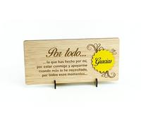 EWALAMI: TARJETA REGALO (192X95) (GRACIAS) Tarjeta regalo Amigo Dia de los enamorados San Valentin. Regalo original amigo novio novia pareja Que regalar a un amigo Como dar las gracias madera.