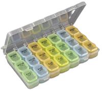 EWANTO Pastillero para 7 días, 21 compartimentos, multicolor, 7 compartimentos diarios extraíbles