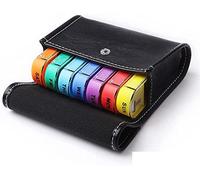 EWANTO - Pastillero para medicamentos (50 unidades, piel vegana, 7 días, 28 compartimentos, 7 compartimentos extraíbles), multicolor