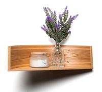 EWART WOODS Estante de pared flotante, medio círculo de madera, estante pequeño para velas, estantería de nogal con tornillos dorados, exhibición montada en almacenamiento (Wengué)