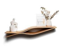 EWART WOODS Estante flotante montado en la pared de madera, estantes colgantes de nogal, estantería curvada, decoración sin soporte, estantería geométrica ondulada (wengué)