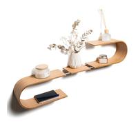 EWART WOODS Estante ovalado flotante montado en la pared de madera, estantes geométricos decorativos de madera para velas, decoración única de roble colgante (wengué)