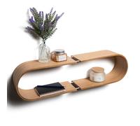 EWART WOODS Estante ovalado flotante montado en la pared de madera, estantes geométricos decorativos de madera, decoración única de roble para colgar (wengué)