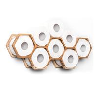 EWART WOODS Soporte de papel higiénico, estante de baño, montaje en pared, decoración de rollos de papel higiénico, soporte de madera para papel higiénico, panal de madera (transparente)