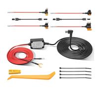 EWAY Kit de cable duro 3 en 1 micro USB y mini USB tipo C para cámara de salpicadero de coche, cable de alimentación de carga de 12 V-24 V a 5 V con protección de bajo voltaje, cargador de cámara de