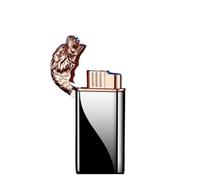 EWDHJK Encendedor de Doble Llama con Relieve metálico, Resistente al Viento, Llama Directa a Llama Abierta, Llama Ajustable, Encendedor Reutilizable, Regalo for Hombres(Black)