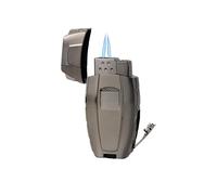 EWDHJK Encendedor de Metal a Prueba de Viento con inyección Directa, Doble Llama, con Ventana Visual Transparente, Multifuncional, con punzón y Llama Ajustable, Ideal for Regalo de(Gray)