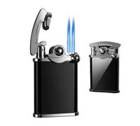 EWDHJK Encendedor de Metal con Doble Llama, Resistente al Viento, Reutilizable, con Llama Ajustable, Regalo for Hombres.