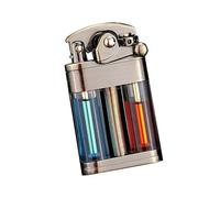 EWDHJK Encendedor de Queroseno Retro de Metal con Tanque de Aceite Transparente, Reutilizable y práctico, Adecuado for Regalos de Hombres y campamentos al Aire Libre.(Bronze)