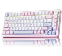 EWEADN GS75 Teclado mecánico inalámbrico, 75% junta de teclado para juegos, teclado personalizado intercambiable en caliente con RGB, perilla, teclas PBT BT5.0/2.4G/USB-C teclado cremoso (interruptor