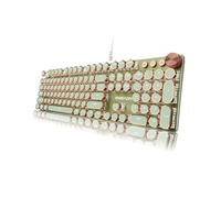 EWEADN Teclado mecánico para juegos estilo máquina de escribir, interruptor, retroiluminación LED, botón de control de medios