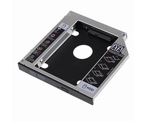 Ewent Adaptador Caddy HDD/SSD SATA III 2,5" para Bahía CD/DVD/BLU-Ray de Portátil 12,7 mm, hasta 6 Gbps, Aluminio/ABS, Negro, Compatible SATA I/II/III