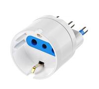 Ewent Adaptador de Enchufe Schuko a Italiano 16A, Adaptador de Viaje Italiano 2P+E 16A y Schuko 2P+E 16A, 1500W, Blanco