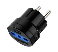 Ewent adaptador de viaje schuko 16a - hembra tipo l - color negro