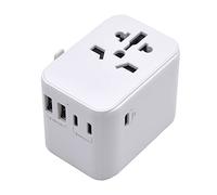 Ewent Adaptador Enchufe de Viaje Universal, Enchufe con 2 Puertos USB y 3 Puertos Type-C, Cargador Universal para EU,Reino Unido, Americano,Canadá,Australia y más de 224 países,Protección Infantil.