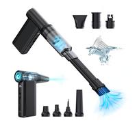 Ewent Aspiradora Eléctrica 4-en-1 180000 rpm,Soplador de Aire Comprimido 8 Velocidades,Inflador y Bomba de Vacío,8000mAh, Plumero Eléctrico Inalámbrico 12 kPa,Limpieza PC,Teclados,Hogar,Coche