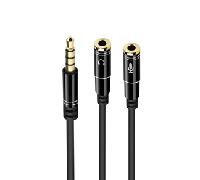 Cable adaptador de audio ewent jack 3.5mm macho a jack 3.5mm hembra x2 negro 0.30m