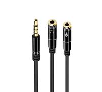 Ewent Cable Adaptador Audio Jack 3.5M a 2x Jack 3.5H de 3 Pines 30cm Negro