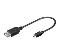 Ewent Cable Adaptador USB 2.0 Tipo A Macho/Hembra a Micro/, 17 cm, Negro
