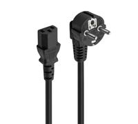 Ewent Cable de Alimentación Schuko CEE 7/7 a IEC C13, 1,5 m, Enchufe Acodado de 90°, H05VV-F 3G 0,75 mm², Negro